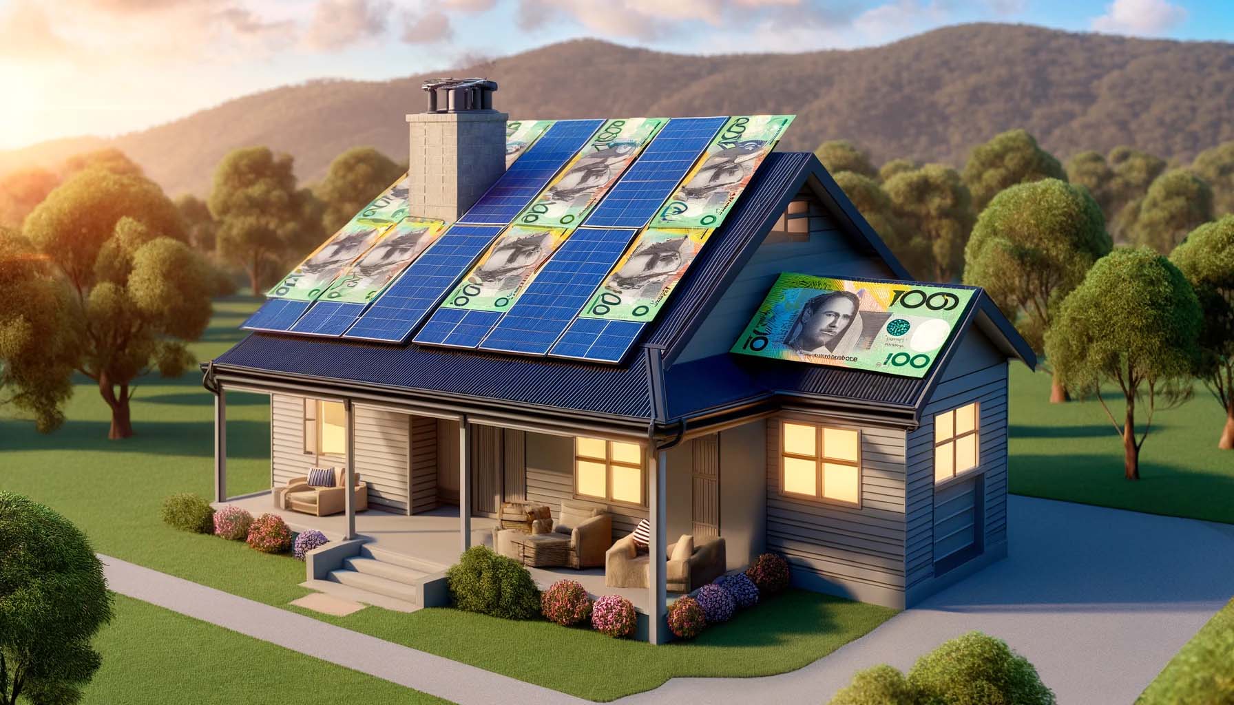 House With Solar Panels Made Of Money